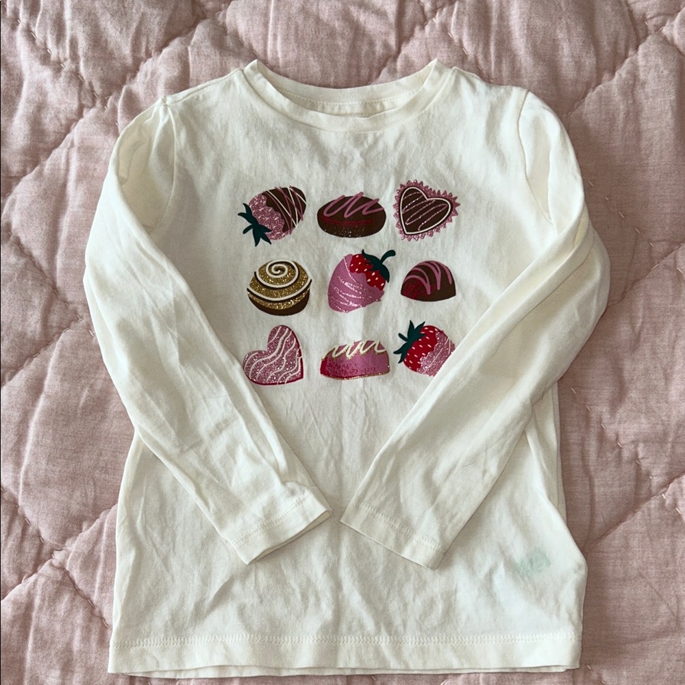 Crewcuts Cream Toddler XXS (2-3T) Long Sleeve Shirt Chocolates/Strawberry Design